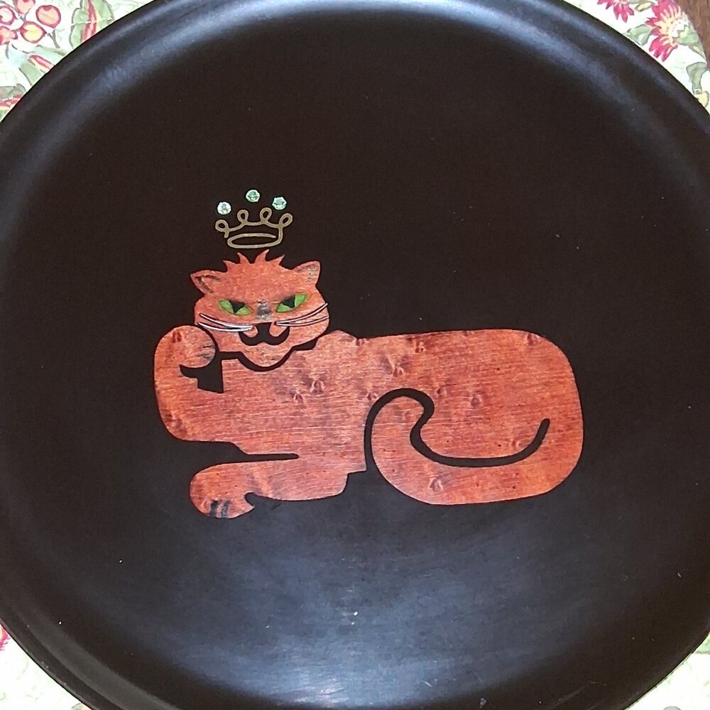 🔥 Couroc of Monterey “King Cat” Cocktail Tray – One Cool Kat! – 10.5”